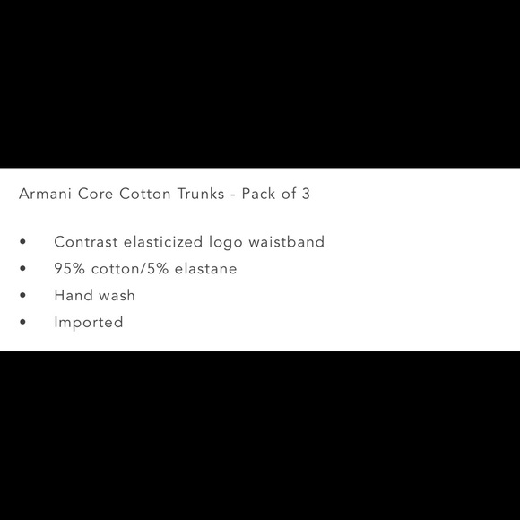 NWT EMPORIO ARMANI Core Cotton Trunks - Pack of 3 - Picture 2 of 2
